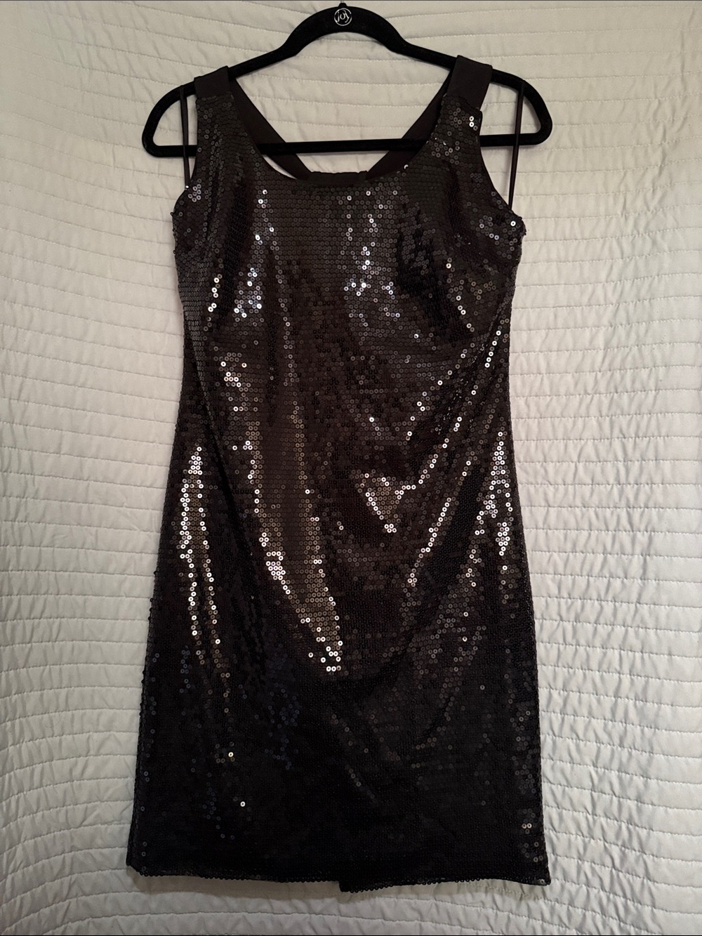 Enfocus Studio Black Sequin Mini Dress with Strappy Back Detail